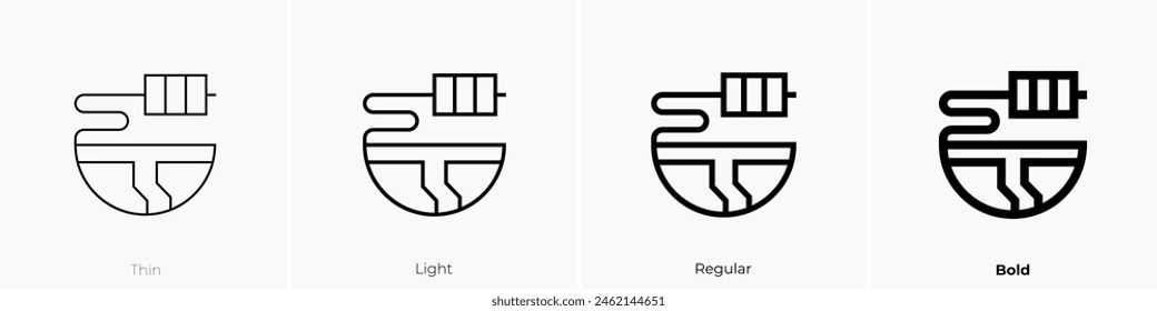 icono de la tierra. Diseño de estilo fino, ligero, regular y audaz aislado sobre fondo blanco