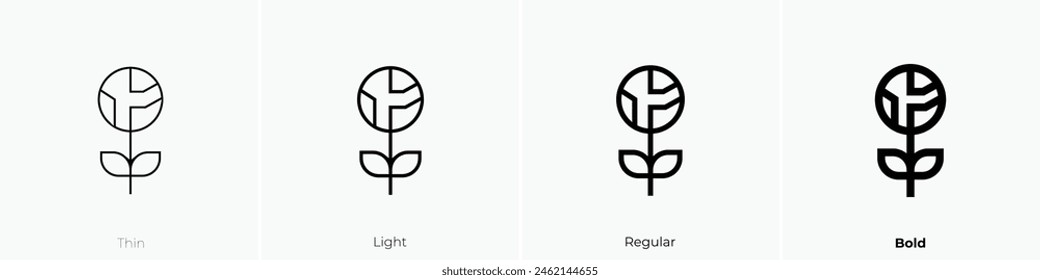 earth icon. Thin, Light Regular And Bold style design isolated on white background