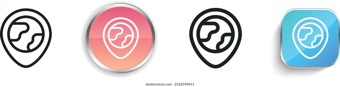 earth icon. Thin Linear, Regular and Button Style Design Isolated On White Background
