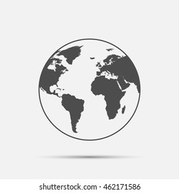 Earth Icon in trendy flat style isolated on grey background.