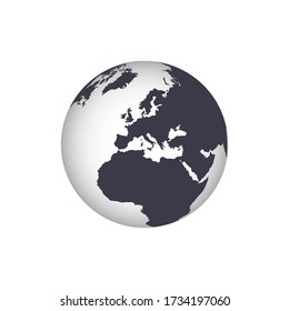 Earth Icon. Vector globe with a gradient world map isolate on white background.