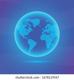 Erdsymbol. Vektorillustration Globus Karte Blaue Illustration Vektorillustration
