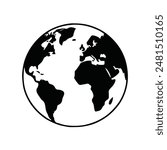 Earth Icon vector illustration . Black and white earth icon.