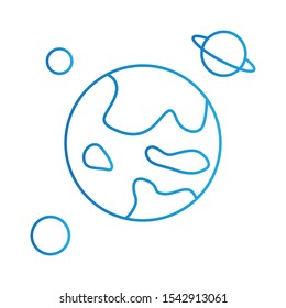 Earth Icon, Vector Illustration, Education Colour Outline