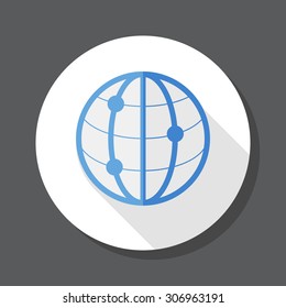 Earth icon, vector illustration. Flat design style with long shadow,eps10
