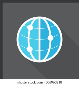 Earth icon, vector illustration. Flat design style with long shadow,eps10