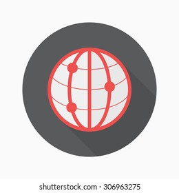 Earth icon, vector illustration. Flat design style with long shadow,eps10