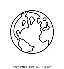 Icono de la Tierra. Ilustración vectorial. Signo lineal del globo terrestre. Icono de globo comprimido aislado