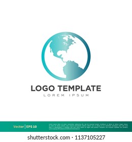 Earth Icon Vector Logo Template