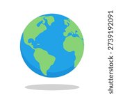 Earth Icon Vector - Planet Globe Symbol, World Map Outline, Earth Day Logo Design

