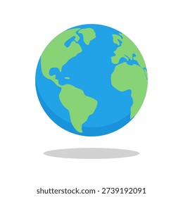 Earth Icon Vector - Planet Globe Symbol, World Map Outline, Earth Day Logo Design
