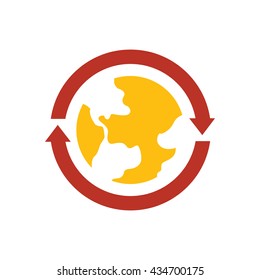 Earth Icon  vector yellow and red color