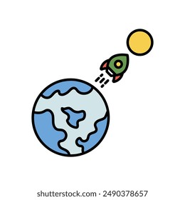 earth icon with white background vector stock illustration