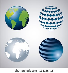 earth icons over gray background. vector illustration