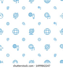 earth icons pattern seamless white background. Included editable outline globe and man, globe, international music, holding globe, and plane icons. earth icons for web and mobile.