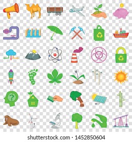 Earth icons set. Cartoon style of 36 earth vector icons for web for any design
