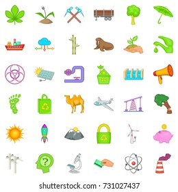 Earth icons set. Cartoon style of 36 earth vector icons for web isolated on white background