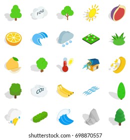 Earth icons set. Isometric set of 25 earth vector icons for web isolated on white background