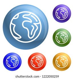 Earth icons set vector 6 color isolated on white background