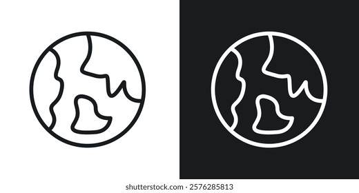 Earth icons in thin black and white stroke liner style