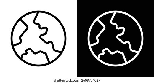 Earth icons vector set in stroke line style