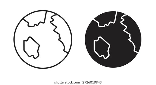Símbolo de Vector de iconos de tierra con trazo editable y versiones planas