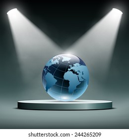 Earth is illuminated by floodlights