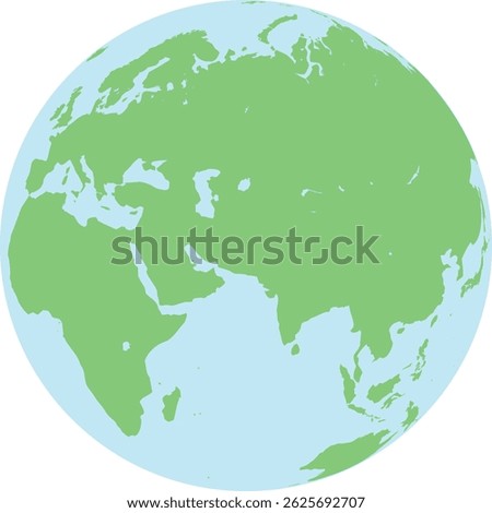Earth Illustration Centered on Eurasia – Simple Globe with Middle East and India