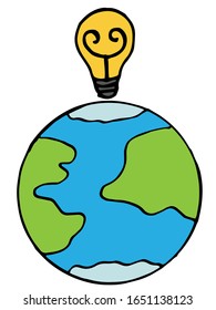 The earth illustration in concept save the world and plant for planet with white background.