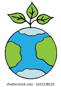 The earth illustration in concept save the world and plant for planet with white background.