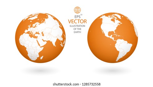 Earth illustration. Each country in the world can be used independently of the rest of the content. Each country has its own autonomous border and territory. Objects are isolated.