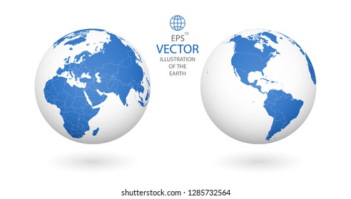 Earth illustration. Each country in the world can be used independently of the rest of the content. Each country has its own autonomous border and territory. Objects are isolated.