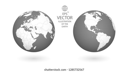 Earth illustration. Each country in the world can be used independently of the rest of the content. Each country has its own autonomous border and territory. Objects are isolated.
