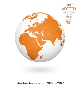 Earth illustration. Each country in the world can be used independently of the rest of the content. Each country has its own autonomous border and territory. Objects are isolated.