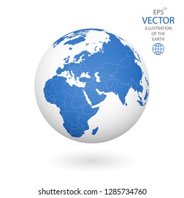 Earth illustration. Each country in the world can be used independently of the rest of the content. Each country has its own autonomous border and territory. Objects are isolated.