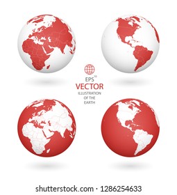 Earth illustration. Each country in the world can be used independently of the rest of the content. Each country has its own autonomous border and territory. Objects are isolated.