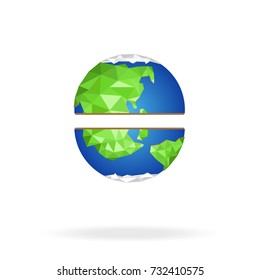 Earth illustration in Low poly style. Polygonal globe icon. Vector isolated