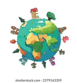 Earth illustration Vector concepts for graphic and web design, business presentation, marketing and print material