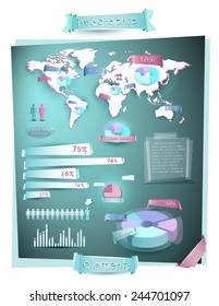 Earth infographics with map and charts EPS 10
