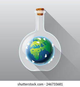 Earth inside the flask.  icon in color