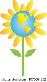 Earth Inside a Flower Logo