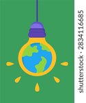 Earth Inside a Lightbulb Illustration