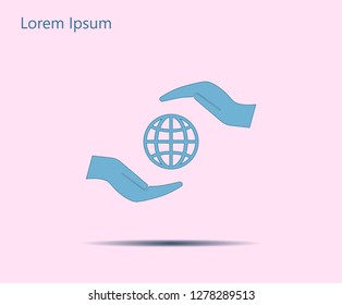 Earth insurance web icon. vector design