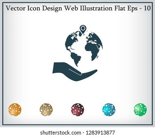 Earth insurance web icon. vector design