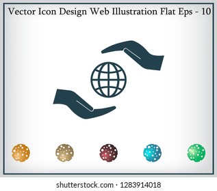 Earth insurance web icon. vector design