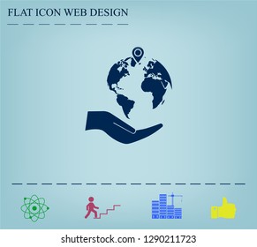 Earth insurance web icon. vector design