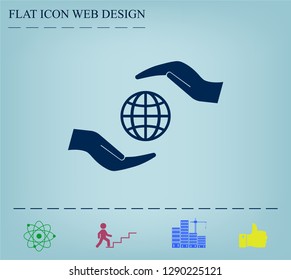 Earth insurance web icon. vector design