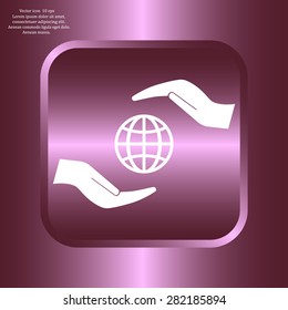 Earth insurance web icon. vector design