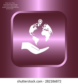 Earth insurance web icon. vector design