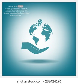 Earth insurance web icon. vector design